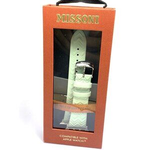 Missoni Apple Watch Band 38-41mm Case Leather Strap Zigzag Light Green